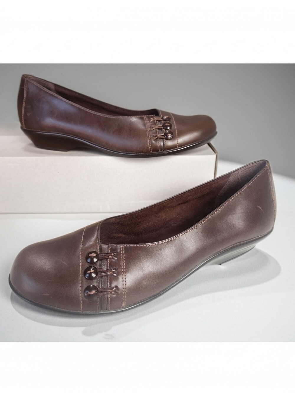 Clarks Kalie Brown Leather Dress Ballet Flats 10M